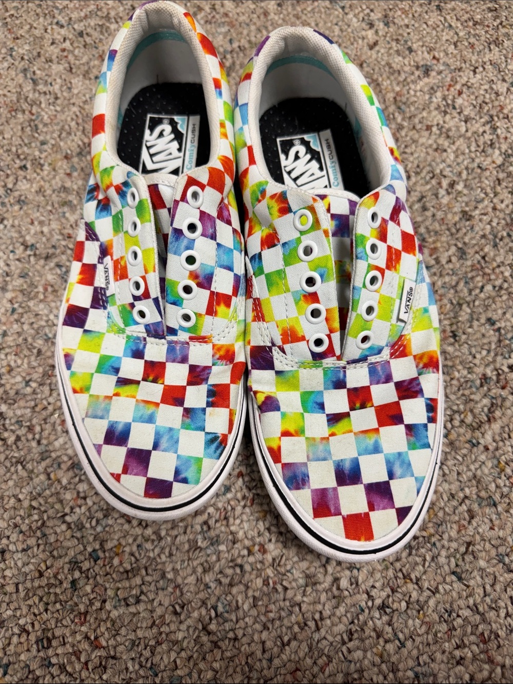 Vans Checkerboard Tie-Dye Slip-On Shoes - Multicolor
